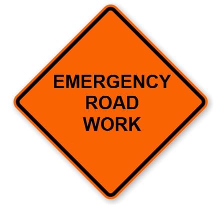 Emergency Road Work Sign