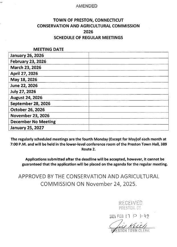 CAC Amended 2026 Calendar